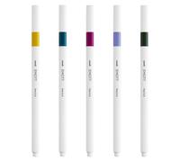 Uni-Ball On Point "Attain", EMOTT Lot de 5 stylos de couleur violet, vert kaki, améthyste, bleu vert et jaune paille