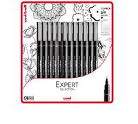 uni-ball PIN Lot de 12 stylos à pointe fine, encre résistante à l'eau et à la décoloration, idéal pour les architectes, les croquis, le scrapbooking, le dessin, l'art, le dessin technique, la qualité