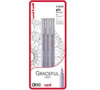 uni-ball PIN Lot de 3 stylos à pointe fine gris résistant à l'eau et à la décoloration, idéal pour les architectes, les croquis, le scrapbooking, le dessin, l'art, le dessin technique, la qualité