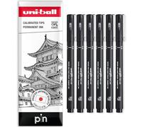 uni-ball PIN Lot de 6 stylos d'écriture à pointe fine noire | Encre résistante à l'eau et à la décoloration | Idéal pour les croquis, le scrapbooking, les contours, l'art, le dessin technique | Dans