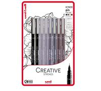uni-ball PIN Lot de 8 stylos à pointe fine noire à pointe fine, encre résistante à l'eau et à la décoloration, idéal pour architectes, croquis, scrapbooking, contour, art, dessin technique, qualité