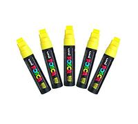 Uni-Ball Posca Extra Marqueur à bout ciselé Large - Jaune (Lot de 5)