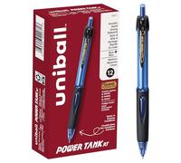 uni-ball Power Tank Lot de 12 stylos à bille rétractables, pointe moyenne, 1 mm, bleu