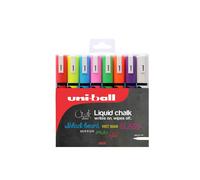 uni-ball PWE-5M Liquid Chalk Pens. Multi-Purpose Wipeable Coloured Markers for B