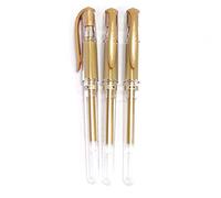 Uni-Ball Signo Broad Point Gel Impact Pen Gold Ink, 1.0mm, 3 pens per Pack (Japan import) [Komainu-Dou Original Package]