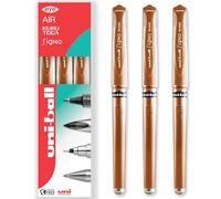 uni-ball Signo Pen - UM-153 - Lot de 3 stylos à bille à encre gel métallique large - Pointe en métal de 1 mm - Grip en caoutchouc - Dans un coffret cadeau (Bronze)