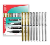 uni-ball Signo Pen - UM-153 - Lot de 9 stylos à bille à encre gel métallique large - Pointe en métal de 1 mm - Grip en caoutchouc - Dans un coffret cadeau (lot de 9, multicolore)
