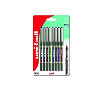uni-ball UB-157 Eye Lot de 8 stylos roller à pointe fine de 0,7 mm pour écriture manuscrite, dessin, art, artisanat et coloriage. Encre liquide Uni Super résistante à la décoloration et à l'eau