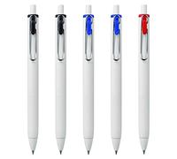 Uni-Ball UMN-S-05 Lot de 5 stylos à bille rétractables à encre gel Pointe 0,5 mm Corps blanc Noir/bleu/rouge