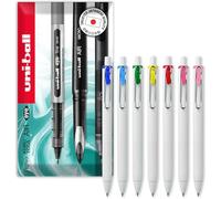 uni-ball UMN-S-05 Lot de 7 stylos à bille rétractables à encre gel - Pointe 0,5 mm - Corps blanc - Encre colorée - Emballage en carton