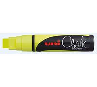Uni-Ball UNI Chalk PWE-17K 186607 Marqueur pour fenêtre et Craie avec Large Pointe biseautée, Jaune 15 mm