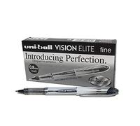 UNI-BALL - Uni Mitsubishi Pencil - 12 Stylos Uni-Ball Vision Elite UB200 - Airplane Safe - Stylo Roller Encre Liquide - Pointe 0,8 mm - Écriture Medium - Stylos Noirs