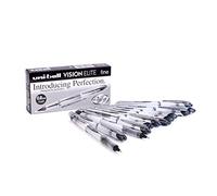 uni-ball - Uni Mitsubishi Pencil - 12 Stylos Vision Elite UB200 - Airplane Safe - Stylo Roller Encre Liquide - Pointe 0,8 mm - Écriture Medium - Stylos Noirs