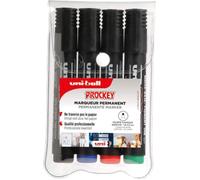 Uni Ball - Uni Mitsubishi Pencil - Marqueur Permanent Inodore Uni Prockey Pm122 - Multisupport, Multifonction - Base Eau, Sans Odeur - Pointe Conique Moyenne 1,2-1,8 Mm - Lot De 4 Couleurs
