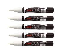 uni-ball - Uni Mitsubishi Pencil - Marqueurs Craie Chalk Marker PWE-3M - Multi-Usage - Résistant à la Pluie - Idéal Vitre Miroir Tableau Ardoise - Pointe Conique Fine - Lot de 5 - Blanc