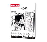 uni-ball Uni Pin édition MANGA - Kit 9 pièces (5 pointes calibrées, 3 pinceau, porte-mine Shalaku S)