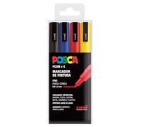 Uni-Ball UNIPC3M/4C BASICUd Lot de 4 marqueurs Posca Basic PC3M Fino, Blue, Standard
