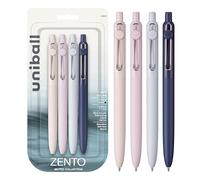 uni-ball Zento Lot de 4 stylos à bille à encre gel Noir Pointe moyenne lisse Stylos japonais colorés Couleurs discrètes