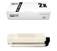 Uni-Cartridge Eurotone 44315308 Lot de 2 cartouches d'encre Eurotone C610 N, DN, DTN remplaçant les cartouches Oki Noir 44315308