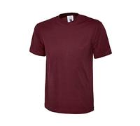 Uni Classique T-shirt Haut 100% Coton Décontracté Loisirs Sports Travail UC301 - Bordeaux, XXL