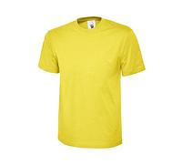 Uni Classique T-shirt Haut 100% Coton Décontracté Loisirs Sports Travail UC301 - Jaune, L