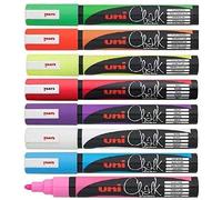 Uni Couleur Marqueurs craie liquide Pointe (1,8-2,5 mm) plume à pointe ogive pour tableau blanc Couleurs assorties Tableau Noir Menu Windows en verre Lingette humide non permanent (1 de chaque couleur - Blanc Rouge Bleu clair Violet fluorescent Jaune Fluorescent Greem Rose Fluo Orange Fluo - 8 Stylos) pwe-5 m