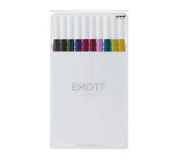 Uni-Ball Marqueur Emott - Lot 10 pièces Bleu, Marron, Vert, Gris, Violet, Rouge, Jaune