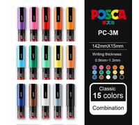 Uni-Ensemble De Marqueurs Posca Pc-3m Pc-1m Peinture Pc-5m Remplissage Pop Dédié Affiche Publicitaire Marqueurs De Peinture Graffiti Fournitures D'art - Type Pc-3m 15colors #B