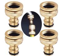 Uni-Fine Lot de 4 raccords rapides en laiton pour tuyau d'arrosage 1/2" et 3/4" 2 en 1 pour cuisine, jardin, extérieur, tuyau d'arrosage