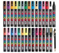 Uni Japan PC-5M Lot de marqueurs à peinture à pointe moyenne 29 couleurs (22 standard et 7 naturels) Produit du marché domestique japonais