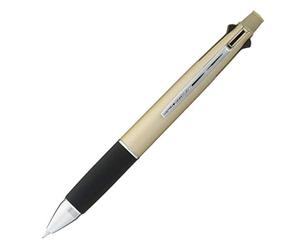 Uni Jetstream MSXE5100038.25 Multi Pen 4 et 1 Stylo à bille 0,38 mm Noir, rouge, bleu, vert et crayon mécanique 0,5 mm, corps couleur champagne doré