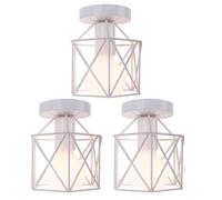 UNI Lampe de Plafond 14cm 3 Pack Plafonnier Cage Carré Blanc Lustre Suspension Luminaire pour Entrée Couloir Escalier