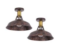 UNI Lampe de Plafond 27cm 2 Pack Plafonnier Industrielle Vintage Fer Abat-jour Rouille Luminaire Couloir Balcon Escalier