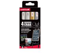 Uni Marqueur Craie Chalk pointe conique moyenne - Pochette de 4 - Assortis
