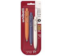 Uni One P - Lot de 3 stylos à encre gel rétractables, pointe micro (0,5 mm), corps de mandarine, raisin et yaourt, encre noire