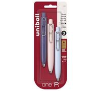 Uni One P - Lot de 3 stylos à encre gel rétractables, pointe micro (0,5 mm), corps raisin, pêche et soda, encre noire