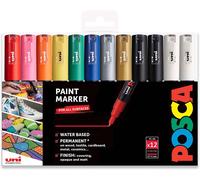 Uni Pc-1m Ensemble De 12 Marqueurs Professionnels Pour Peinture Avec Marqueurs Noir + Blanc Supplémentaires[Z720]