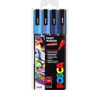 Uni Pc-3m Lot De 4 Marqueurs À Peinture Dans Pochette En Plastique Tons Bleus[Z3290]