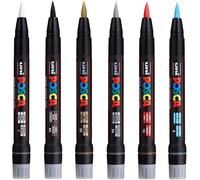Uni Pcf-350 Marqueur Peinture Pointe Pinceau ¿ Stylo Pour Tissu, Verre, Métal ¿ Les 6 Couleurs Les Plus Populaires