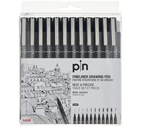 UNI PIN FINELINER DRAWING PEN SET 12 NOIR