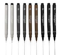 Uni Pin Fineliner Lot de 9 stylos à dessin, noir, gris foncé, gris clair, sépia 0,1/0,5 mm