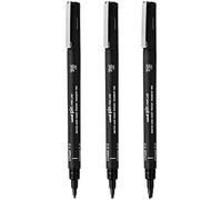 Uni Pin Lot de 3 stylos à dessin à pointe biseautée Encre noire 1 mm 2 mm 3 mm