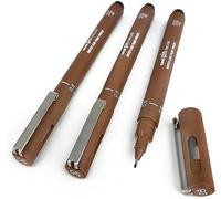 Uni Pin - Lot de 3 stylos à dessin Fineliner, ton sépia, 0,5 mm