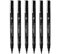 Uni Pin Lot de 6 feutres à pointe biseautée Encre noire 2 mm