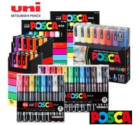 Uni Posca - ensemble de marqueurs acryliques, 5/8/12/16 pièces, marqueurs artistiques pour peinture sur roche, tissu Graffiti artistes artisanales Manga PC-1M 5pcs White