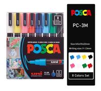 Uni Posca Ensemble De Marqueurs Peinture Acrylique Dessin Pc-3m 8 Colores Graffiti Trousse À Crayons Bricolage Surligneur
