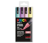 UNI Posca Lot de 4 marqueurs PC5M à pointe conique Couleurs pastel