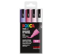 UNI Posca Lot de 4 marqueurs PC5m couleur pastel à pointe conique moyenne
