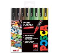 Uni Posca Lot de 8 Marqueurs d’art avec coffret cadeau, tons de terre - PC-3M