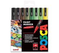 Uni Posca Lot de 8 Marqueurs d’art avec coffret cadeau, tons de terre - PC-3M
